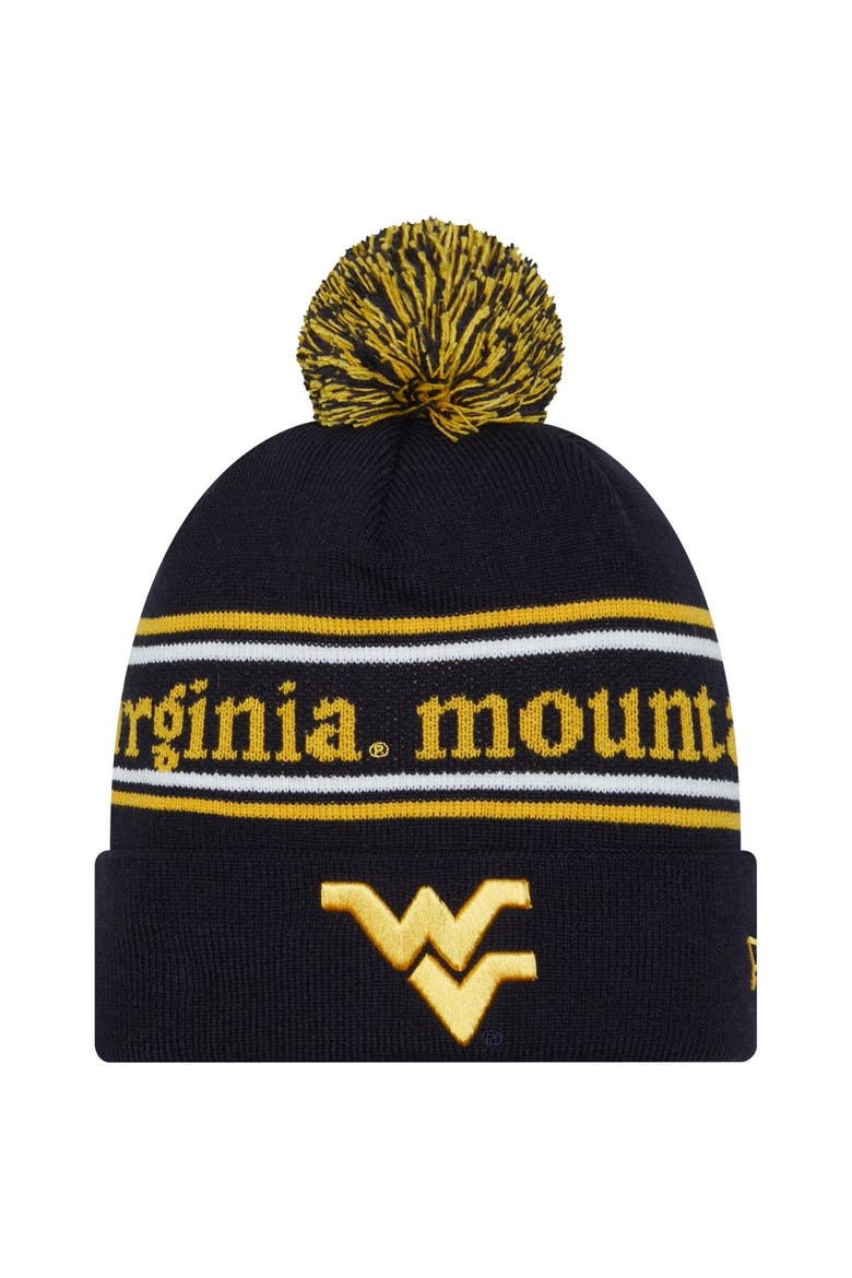Men's New Era Navy West Virginia Mountaineers Marquee Cuffed Knit Hat with Pom, Main, color, Navy