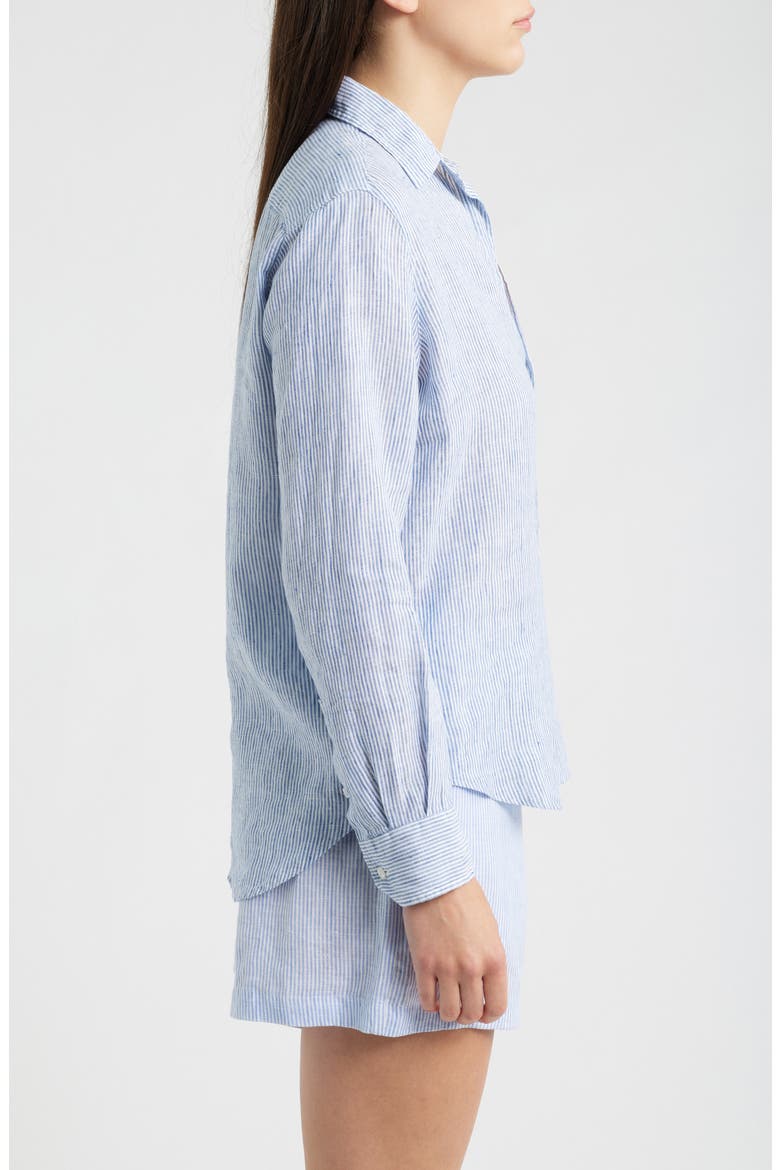Relaxed Linen Button-Up Shirt, Alternate, color, THIN STRIPE