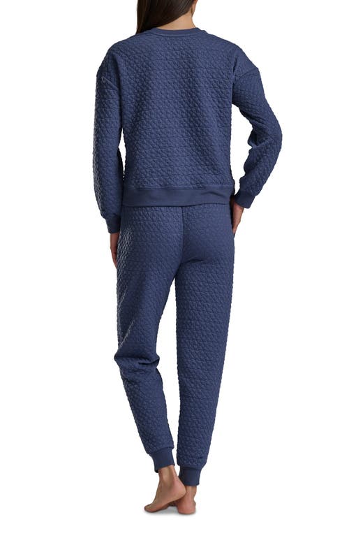 Splendid Heart Stitched Pullover & Jogger Pajamas In Blue