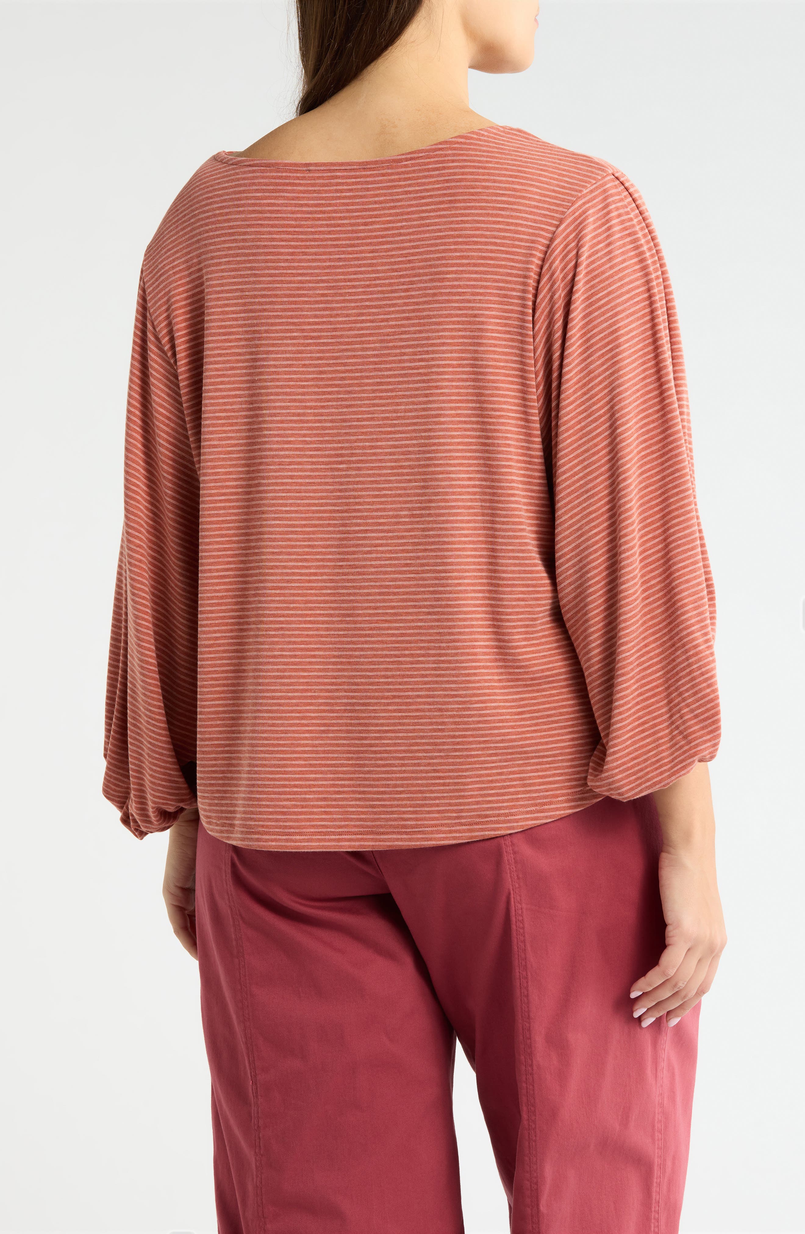 Stripe Balloon Sleeve Knit Top - image 4