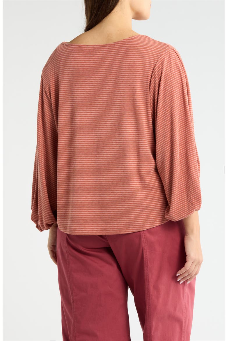 Stripe Balloon Sleeve Knit Top, Alternate, color, HEATHER SANDALWOOD BLUSH