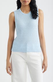 Halogen® Cable Stitch Cotton Sweater Tank