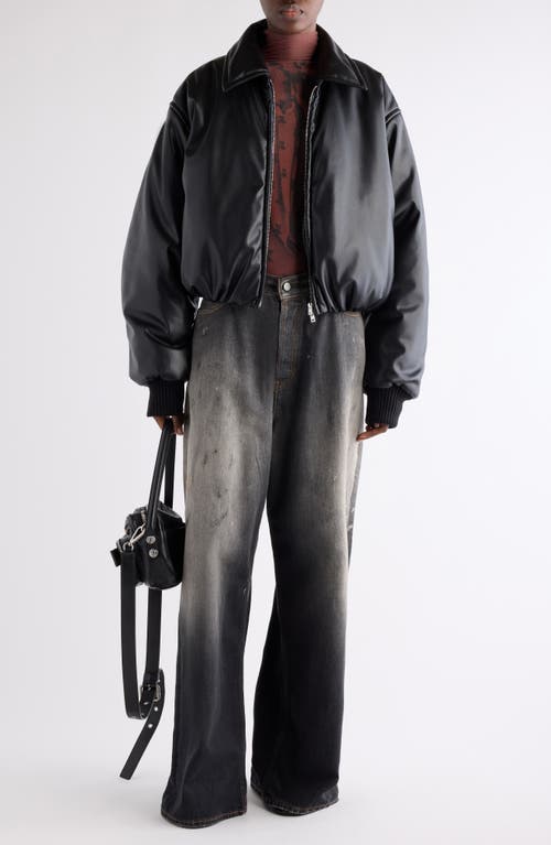 Acne Studios Onnea Faux Leather Bomber Jacket In Black