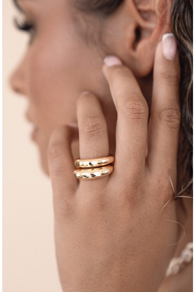 Modern Dome Set of 2 Rings, Alternate, color, GOLD