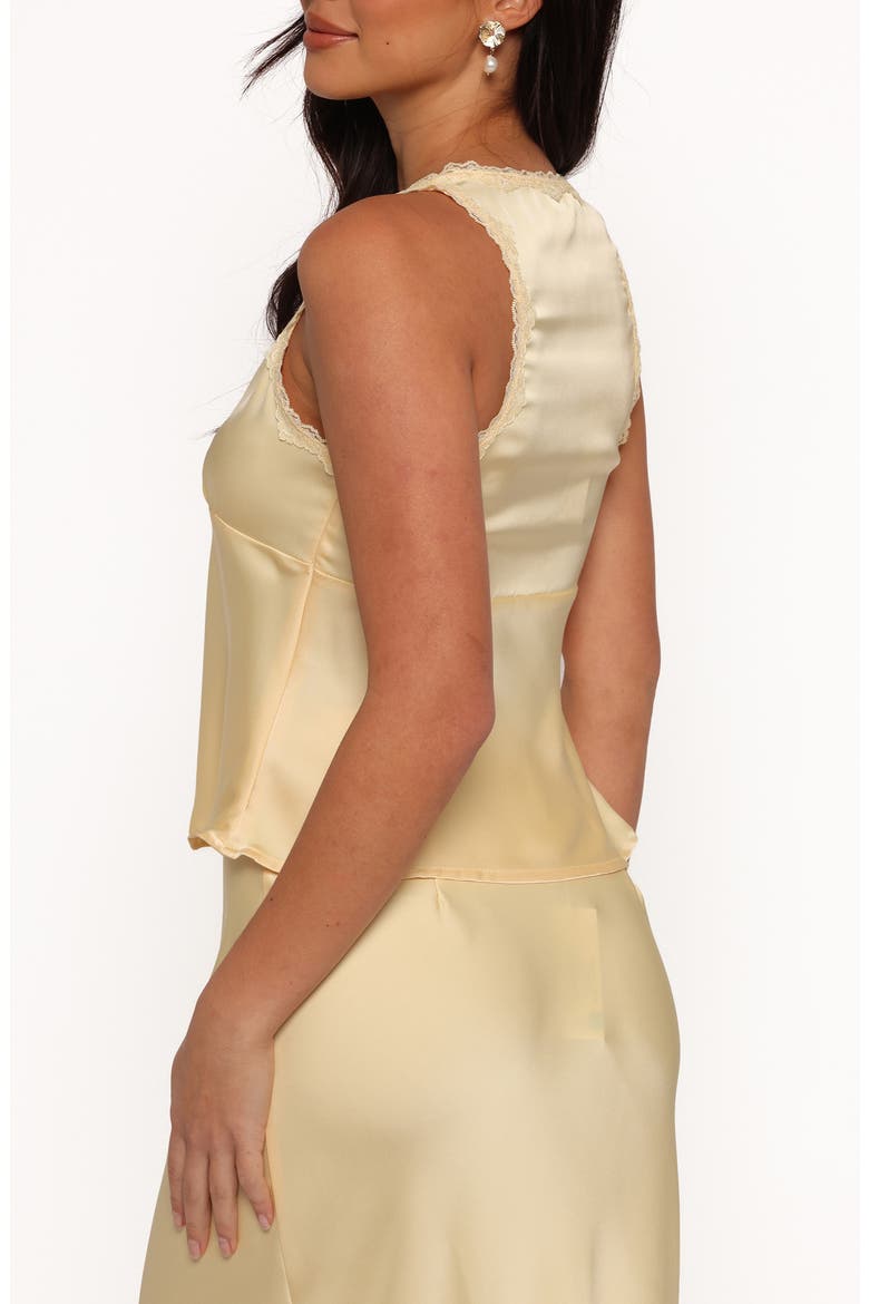 Kelso Lace Trim Satin Tank, Alternate, color, LEMON