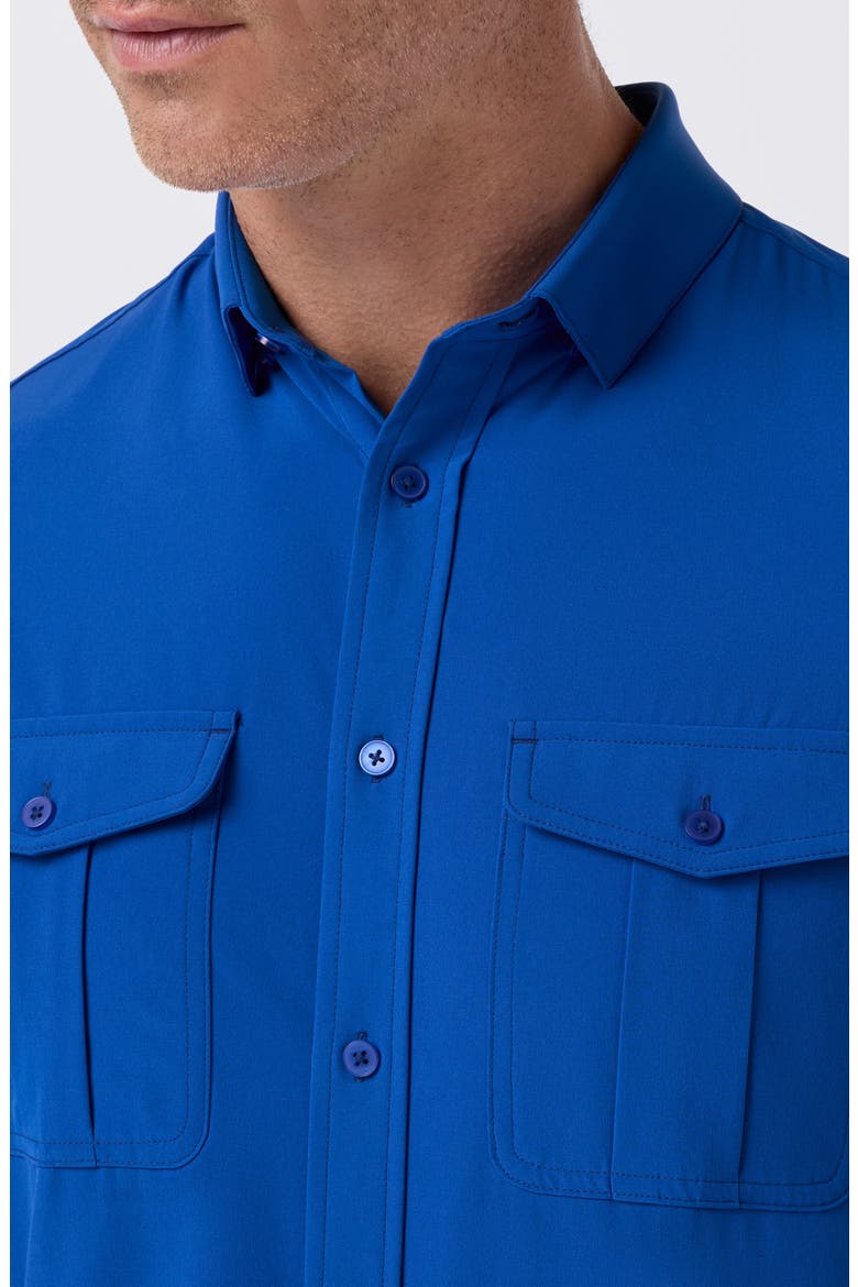 Leeward Tailgate Short Sleeve Performance Button-Up Shirt, Alternate, color, ROYAL BLUE