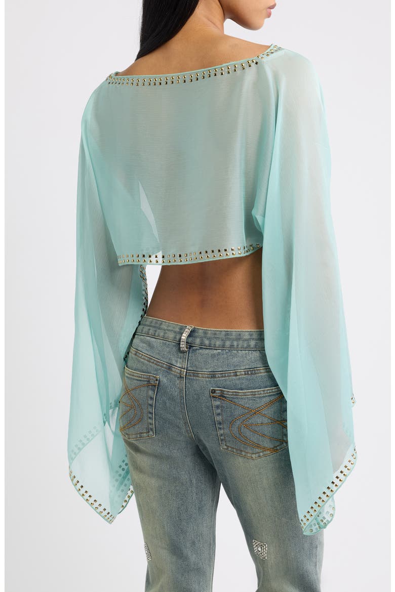 Long Sleeve Embellished Cape Top, Alternate, color, BLUE
