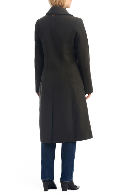 Vince Camuto Double Breasted Wool Blend Coat With Removable Faux Fur Collar In Black