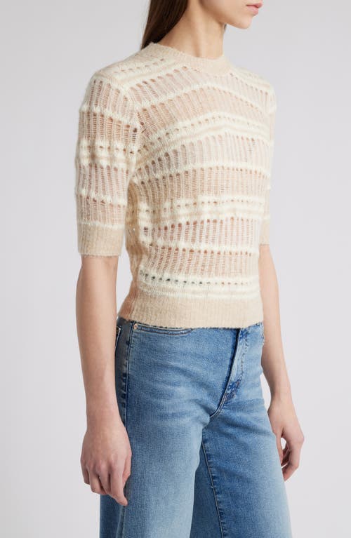 Frame Mix Stitch Elbow Sleeve Sweater In Cream Multi