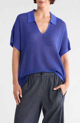 Classic Collar Organic Cotton & Silk Polo Sweater