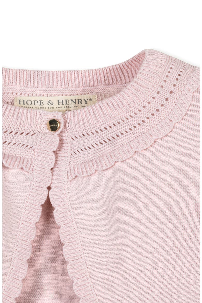Baby Girls' Organic Cropped Special Cardigan, Infant, Alternate, color, Pale Pink Scallop