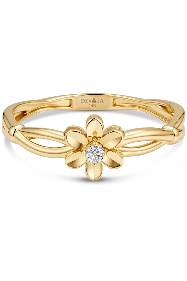 Daisy Flower Ring in 14K Gold, Main, color, Yellow Gold