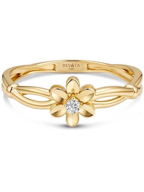 Devata Daisy Flower Ring in 14K Gold