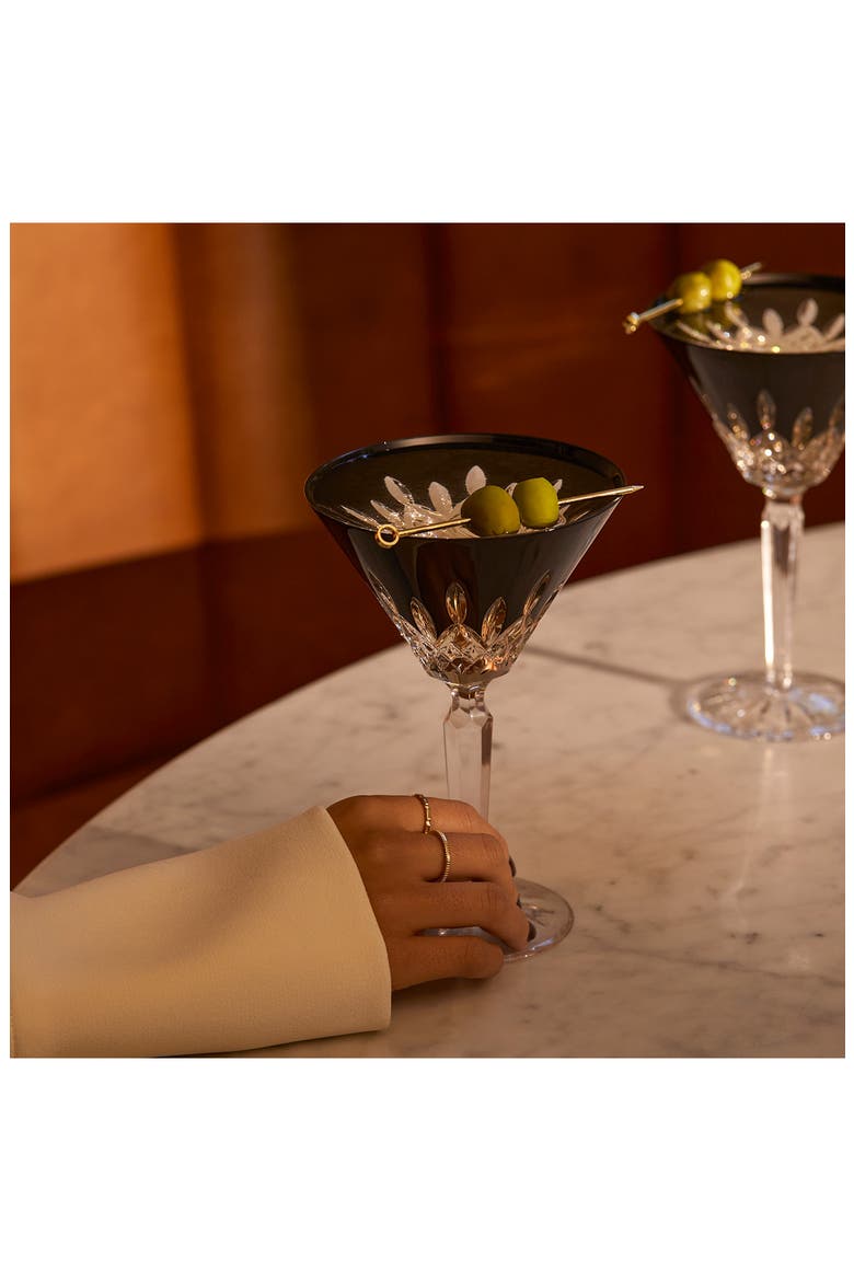 Lismore Diamond Set of 2 Black Lead Crystal Martini Glasses, Alternate, color, CRYSTAL