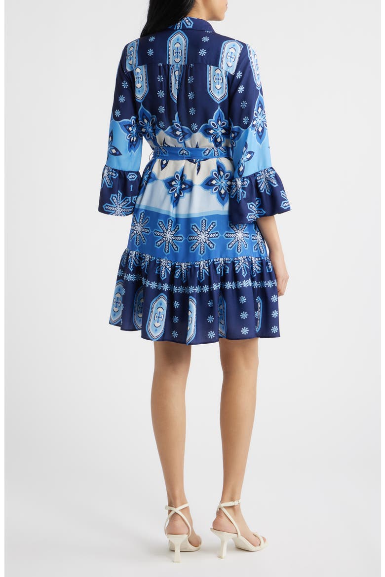 Print Tie Waist Shirtdress, Alternate, color, BLUE MULTI