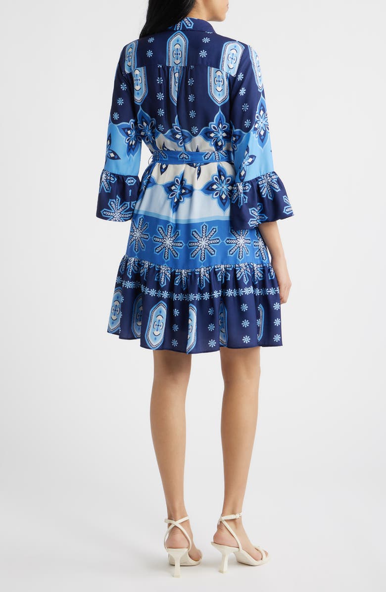 Julia Jordan Print Tie Waist Shirtdress, Alternate, color, Blue Multi