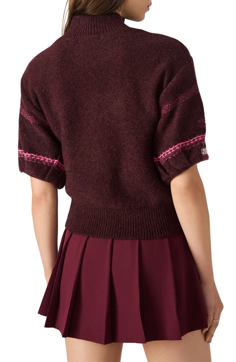 Steve Madden Ketra Mock Neck Crop Sweater, Alternate, color, Wine