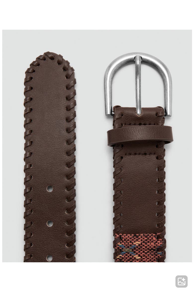Whipstitched Woven Belt, Alternate, color, CHOCOLATE