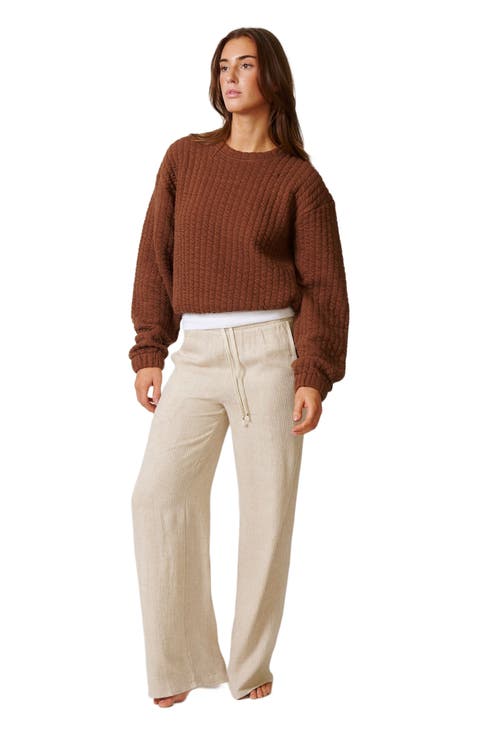 Women Quilt Crewneck Sweater