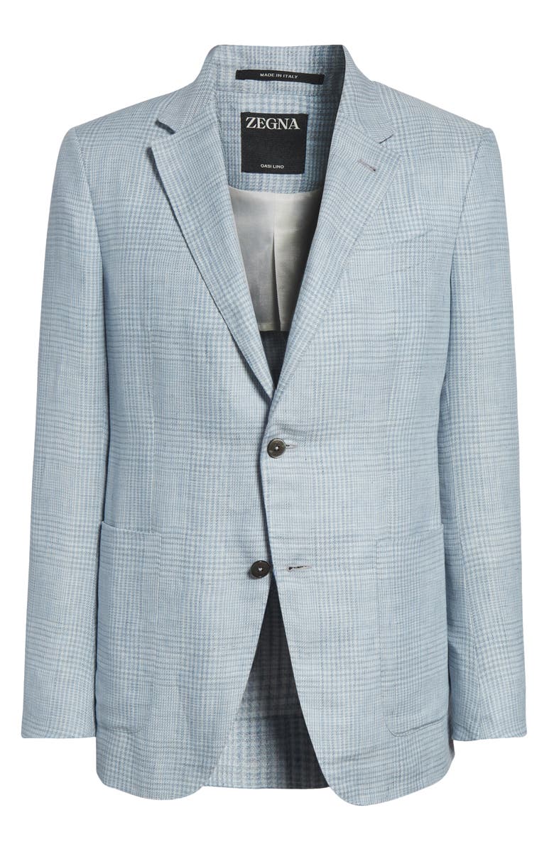 ZEGNA Oasi Linen Sport Coat, Alternate, color, Br Blue Checker
