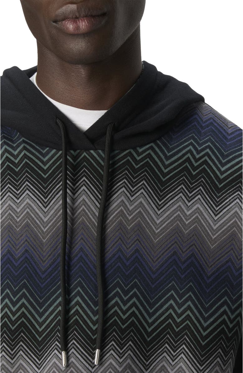 Missoni Hoodie With Zigzag Insert, Alternate, color, Black