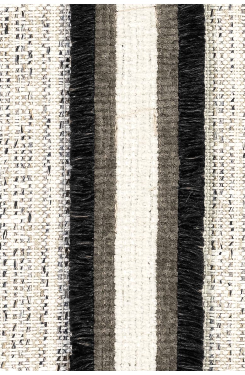 Elaine Smith Entity Linen with Chenille Band Applique Indoor & Outdoor Woven Accent Pillow, Alternate, color, Linen