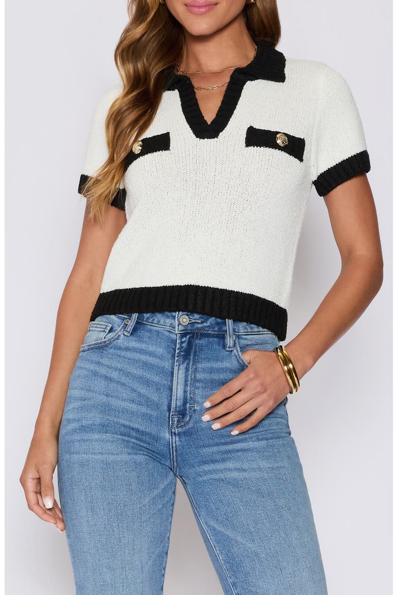 Contrast Trim Polo Sweater (Nordstrom Exclusive), Main, color, WHITE/ BLACK