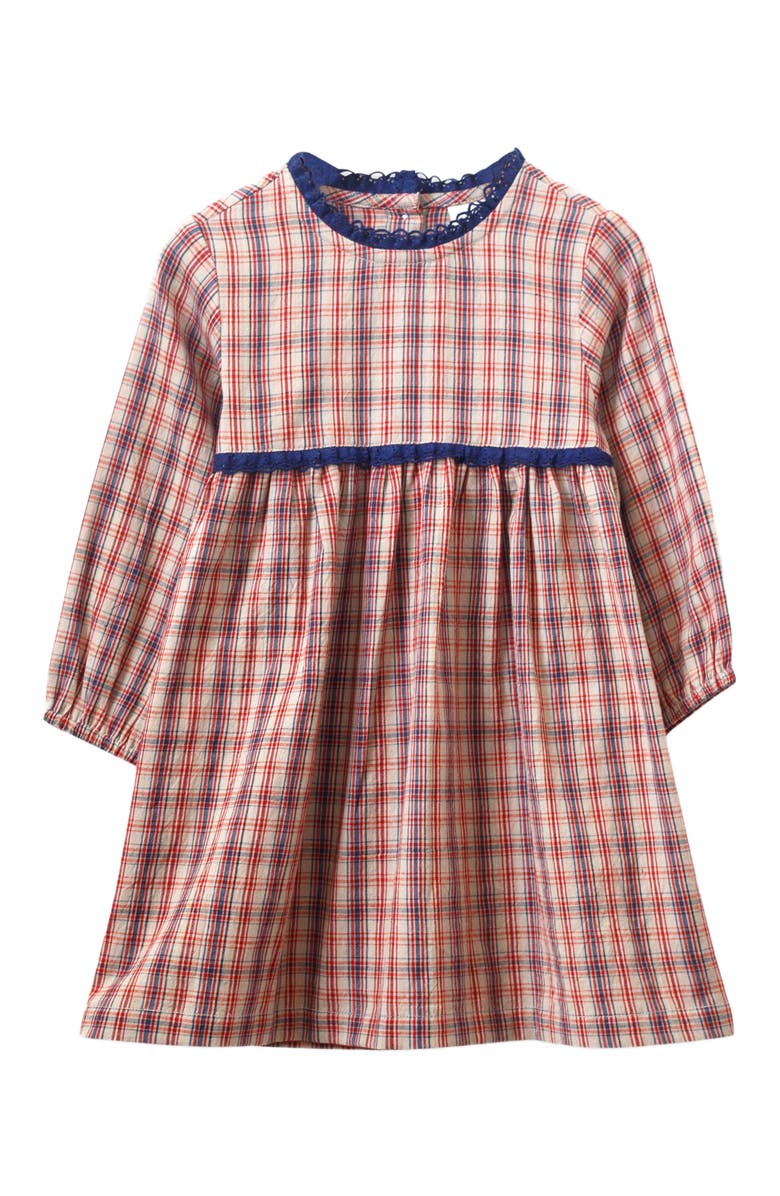Beet World Toddler Long Sleeves Dress with Lace Trim, Alternate, color, Red And Blue