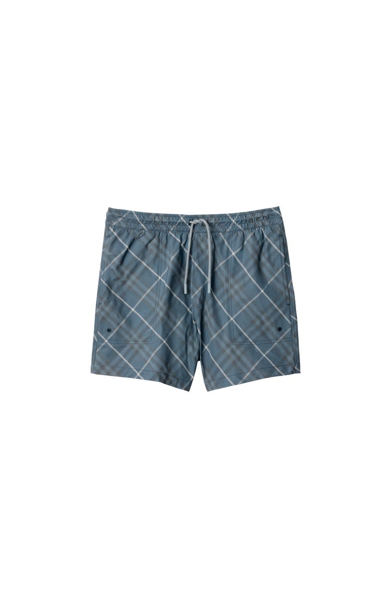 Burberry Check Swim Shorts, Alternate, color, Pewter