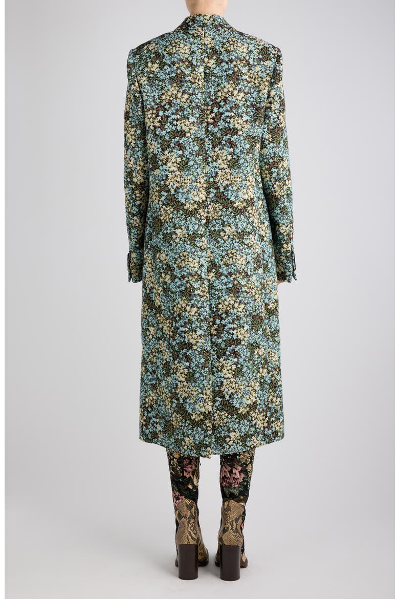 Rarrysta Floral Motif Double Breasted Coat, Alternate, color, SKY