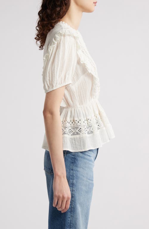 Shop Treasure & Bond Eyelet Peplum Top In Ivory Egret