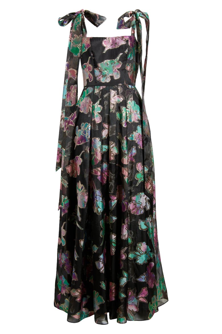 Devalin Floral Jacquard Gown, Alternate, color, PLAYFUL PARADISE