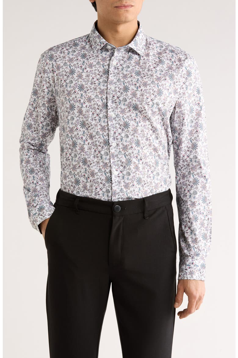 Stretch Cotton Sport Shirt, Main, color, WHITE/ WHITE
