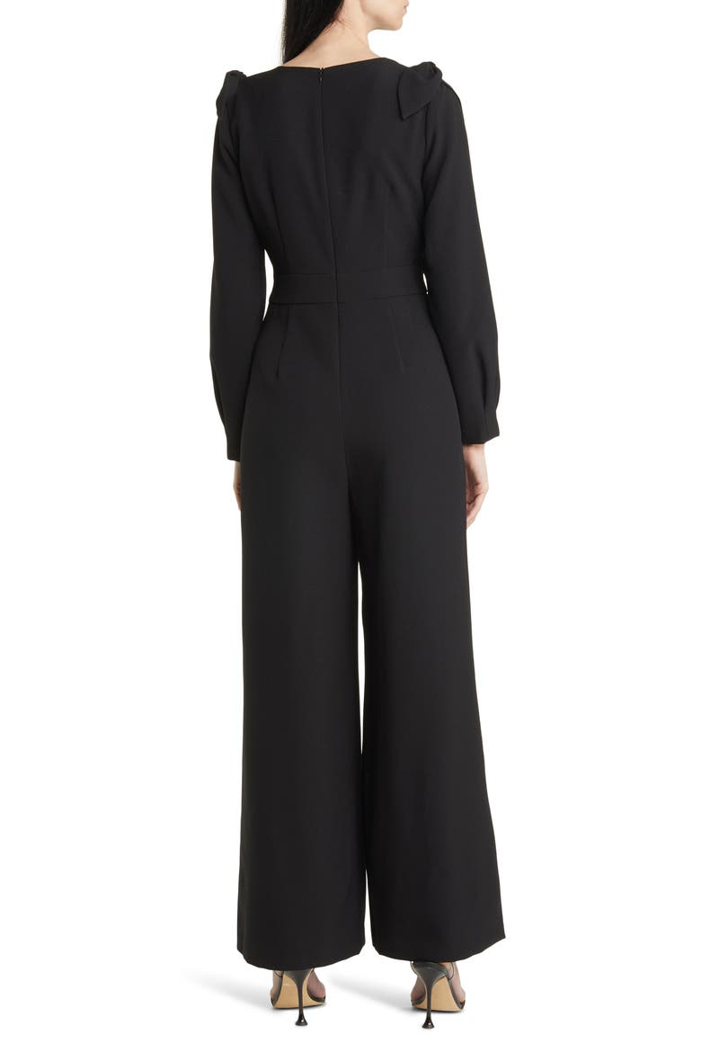 Slit Sleeve Wide Leg Crepe Jumpsuit, Alternate, color, BLACK