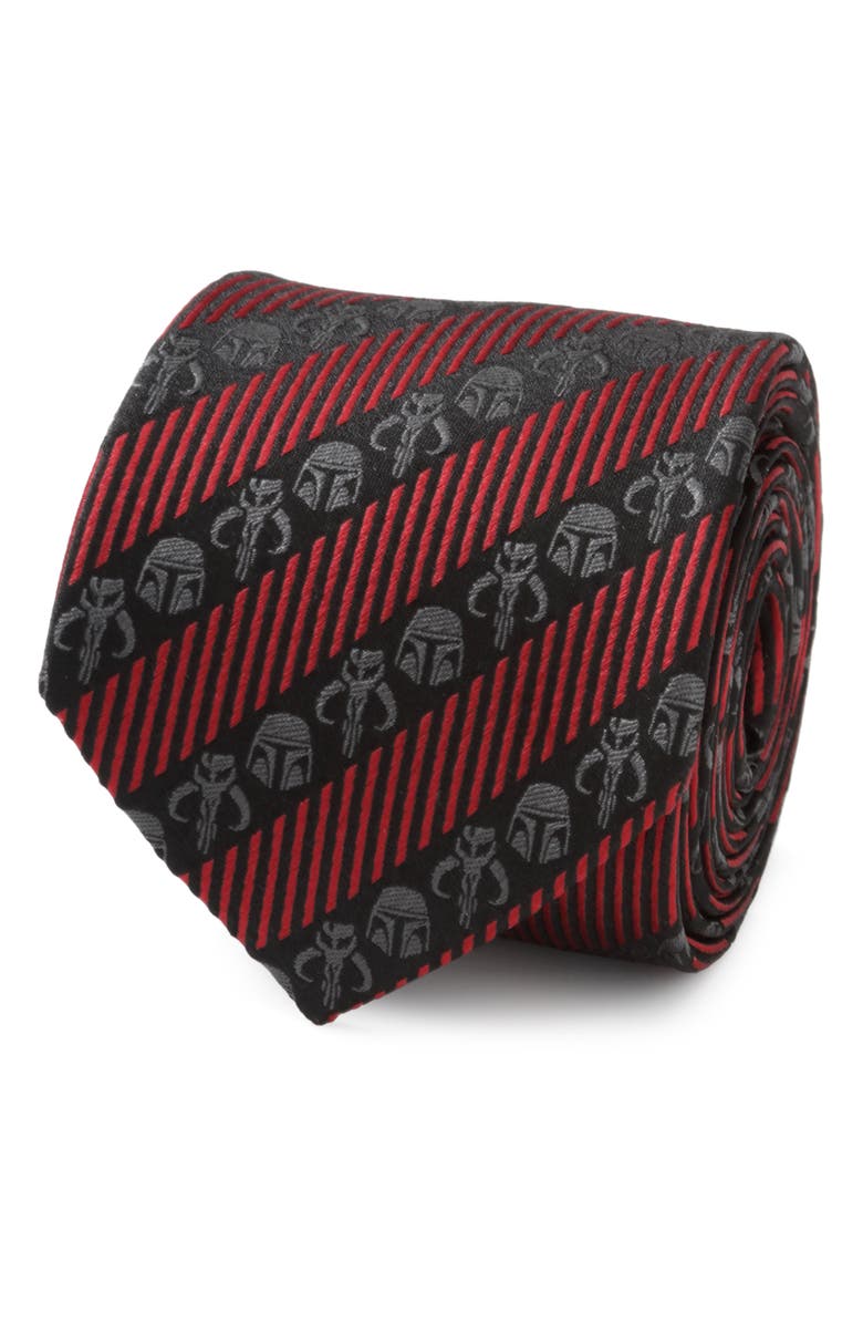 Cufflinks, Inc. Star Wars<sup>™</sup> Mandalorian Black Red Stripe Silk Tie, Alternate, color, Red