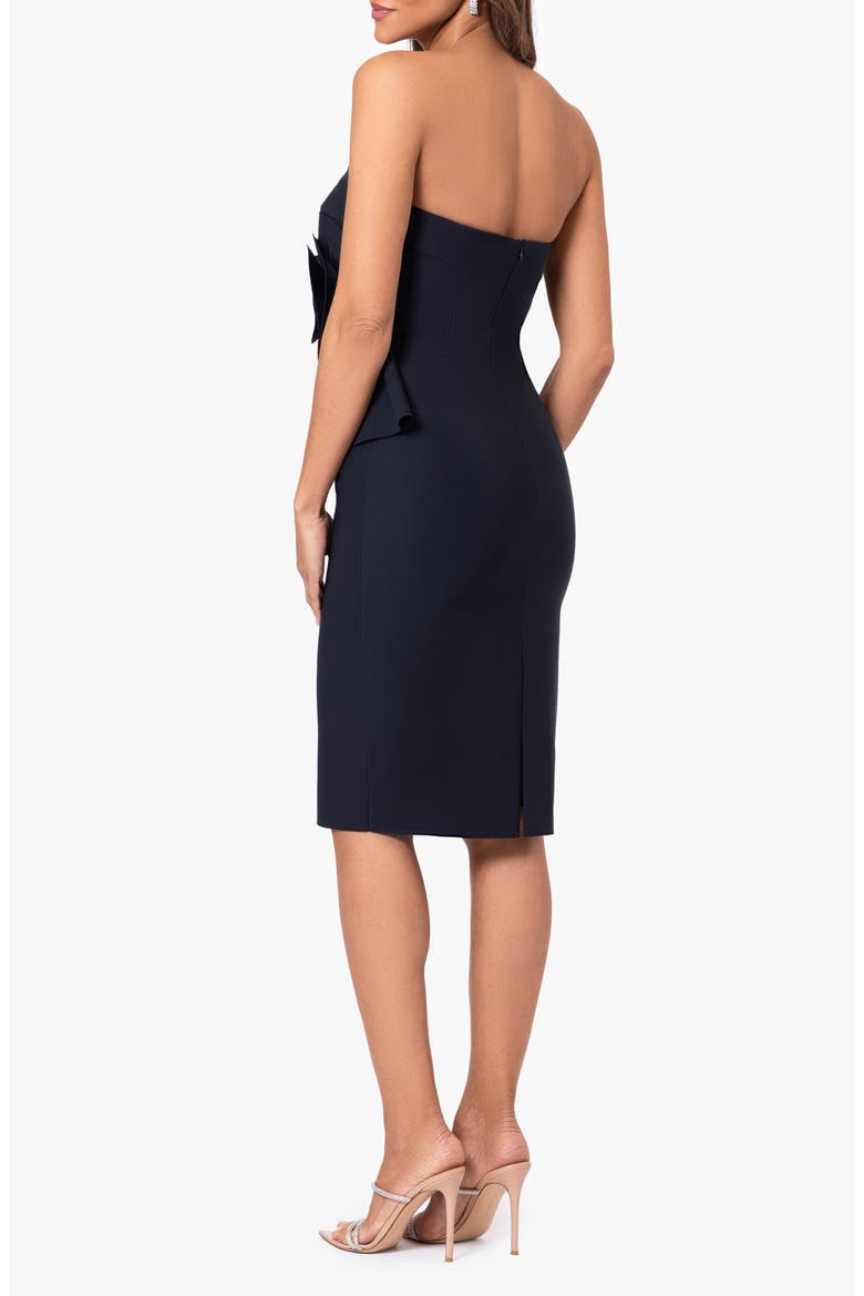 Flower Strapless Cocktail Dress, Alternate, color, BLACK