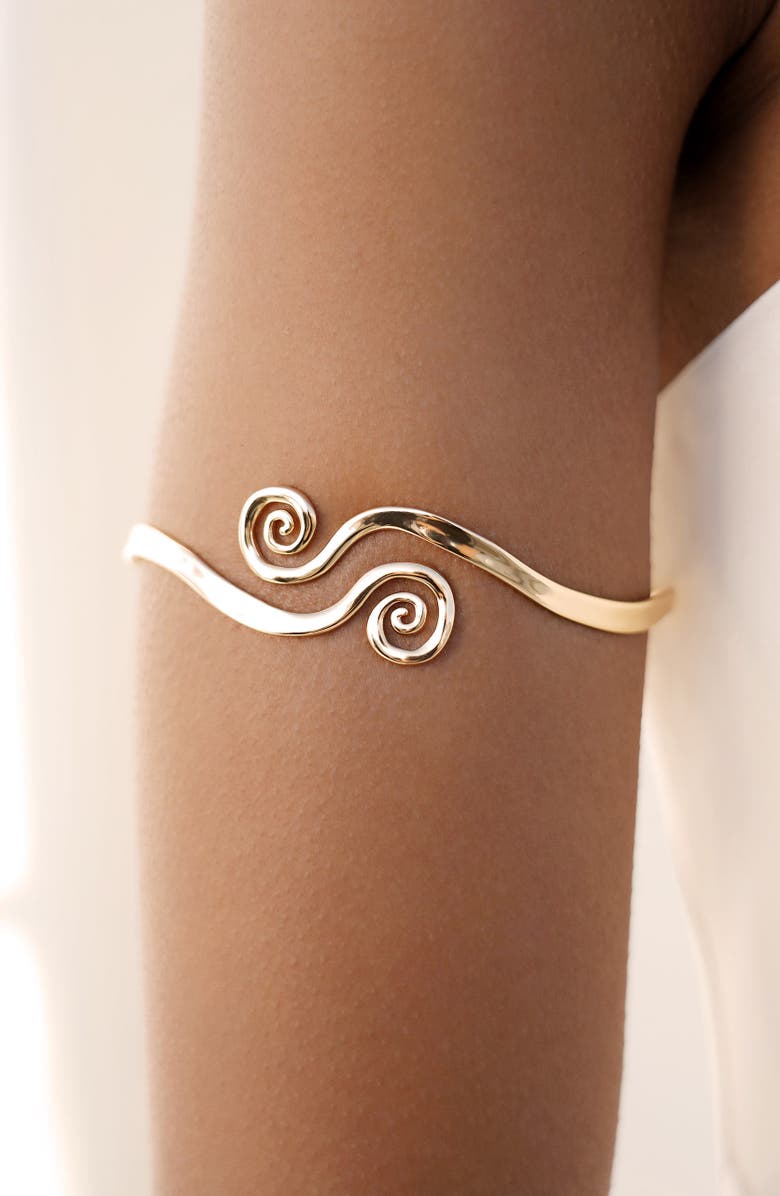 Ettika Aura Swirl Cuff Bracelet, Alternate, color, Gold