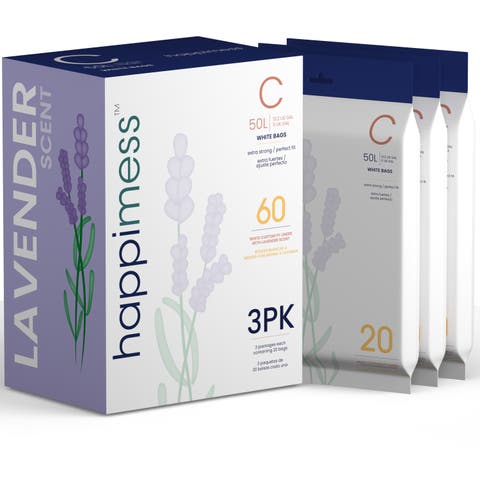 Scented Trash Can Liners, White Drawstring, (60 Count, 3 Packs)