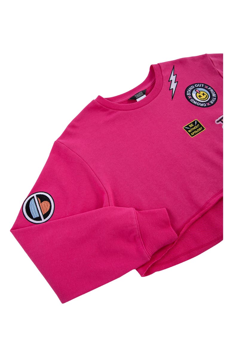 Truce Kids' Appliqué Sweatshirt, Tank & Flare Leg Sweatpants Set, Alternate, color, Dark Pink