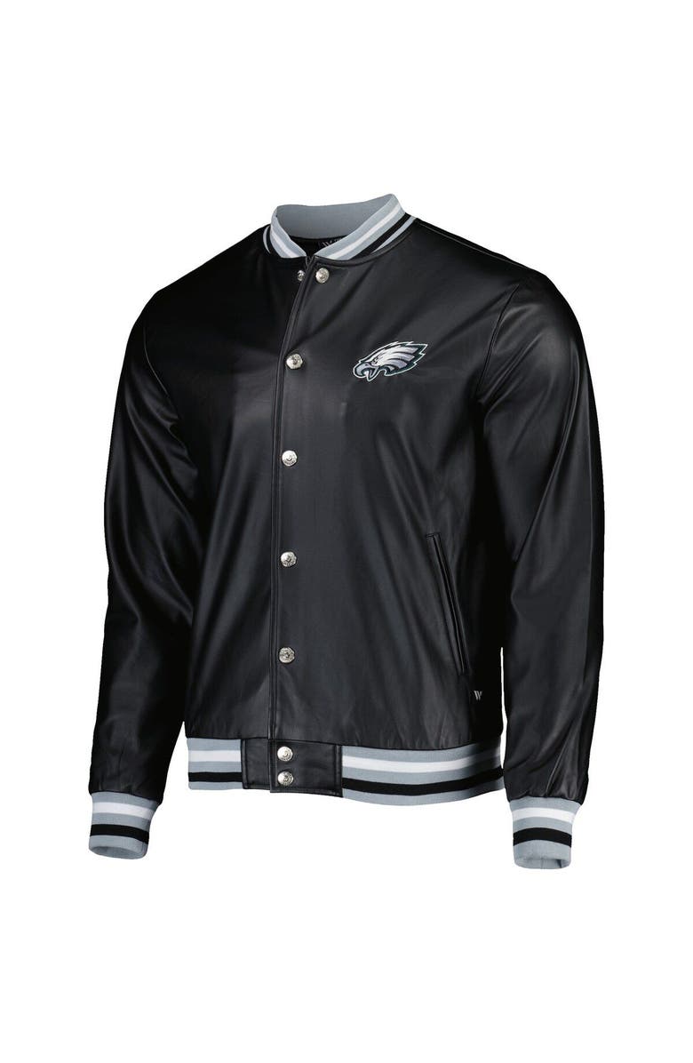 THE WILD COLLECTIVE Men's The Wild Collective Black Philadelphia Eagles Metallic Bomber Full-Snap Jacket, Alternate, color, 