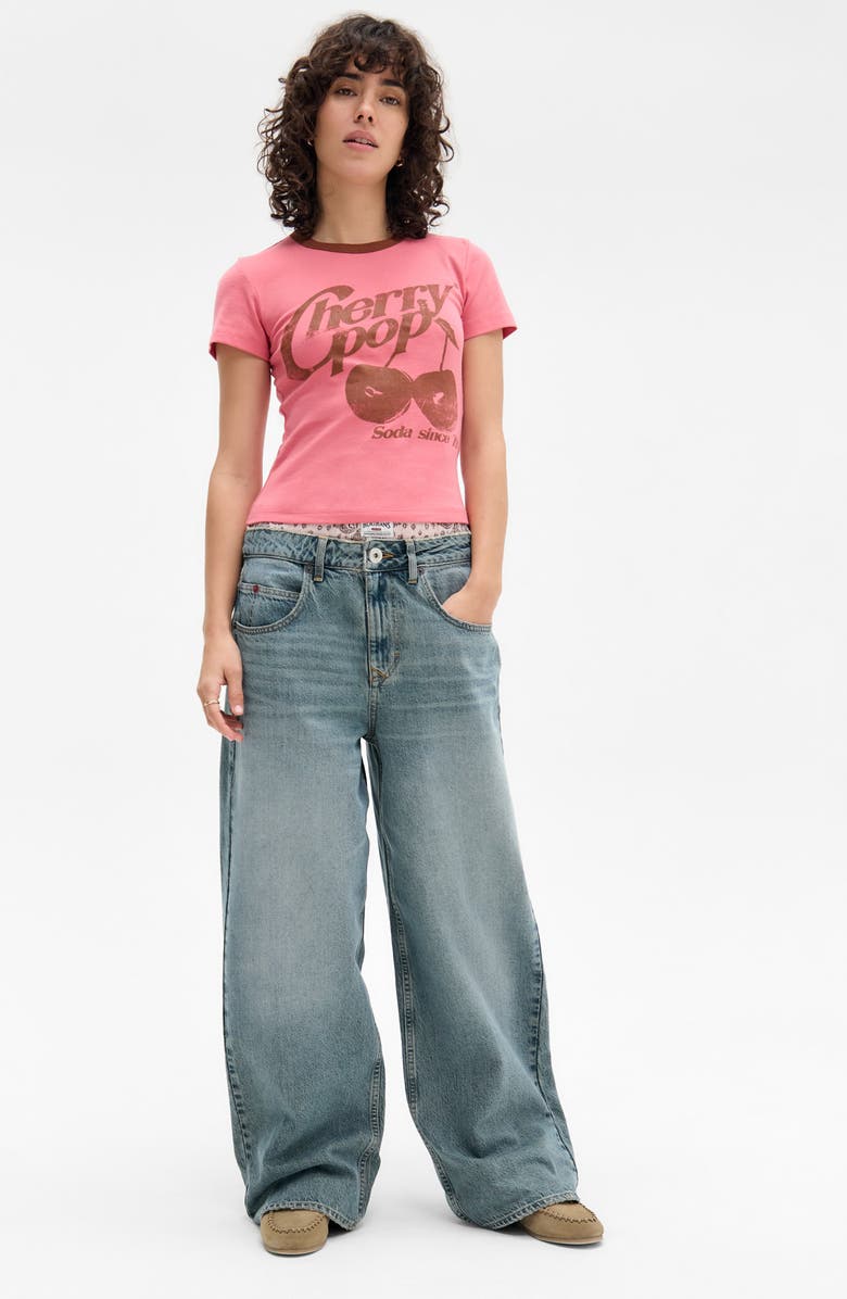 BDG Urban Outfitters Cherry Pop Graphic Baby Tee, Alternate, color, Pink