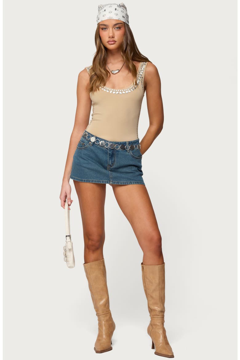 Amaia Studded Bodysuit, Alternate, color, BEIGE