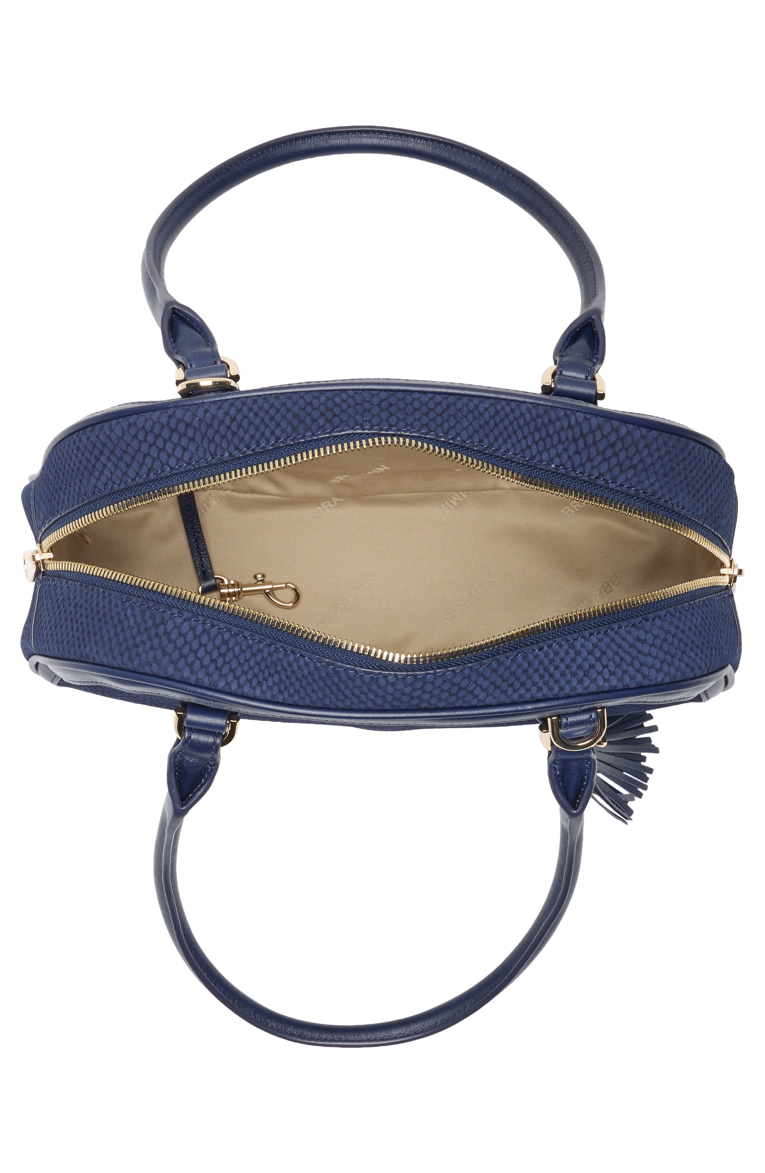 Angie Snakeskin Embossed Leather Satchel, Alternate, color, NAVY BELCANTO