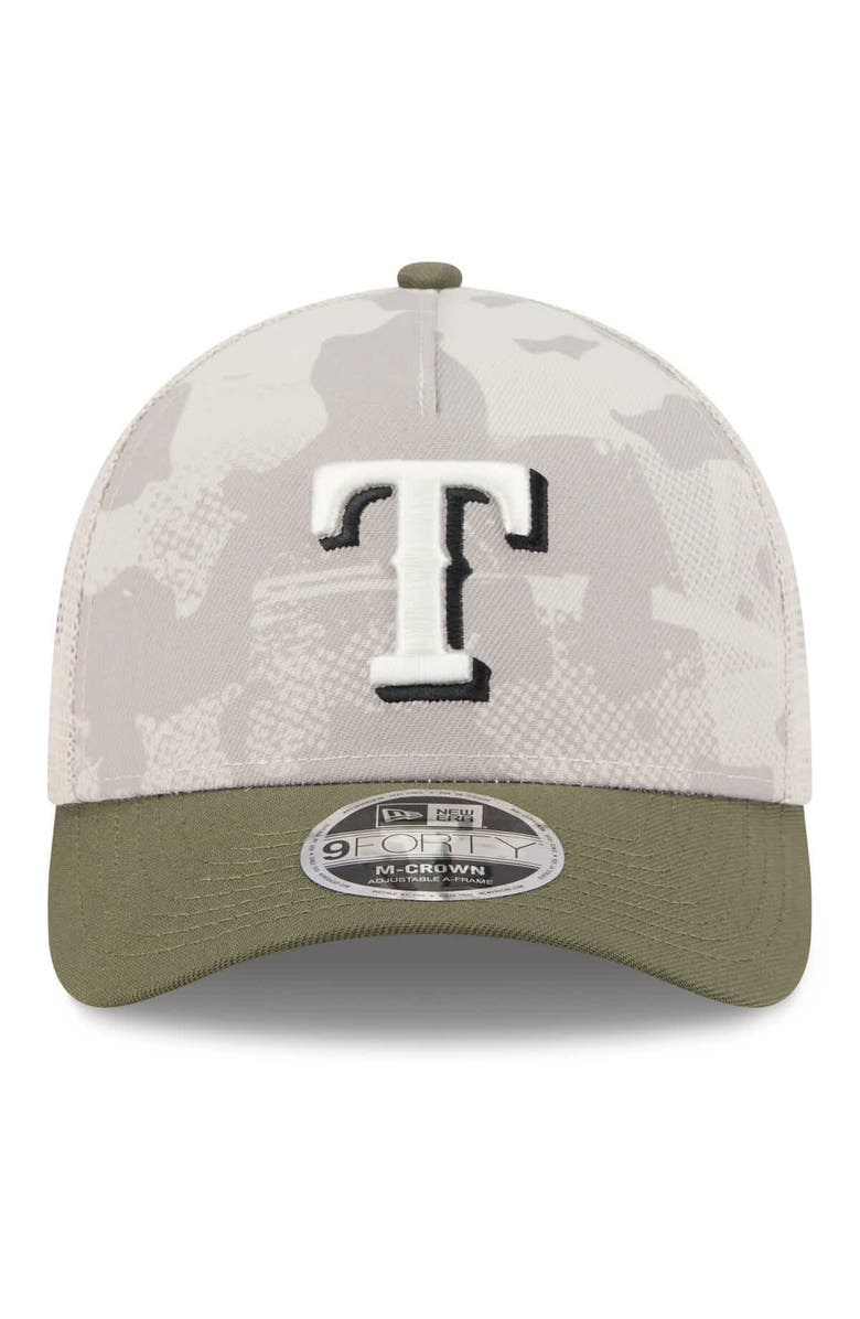 New Era Men's New Era Light Beige/Olive Texas Rangers 2025 Armed Forces Day 9FORTY M-Crown A-Frame Adjustable Hat, Alternate, color, Light Beige
