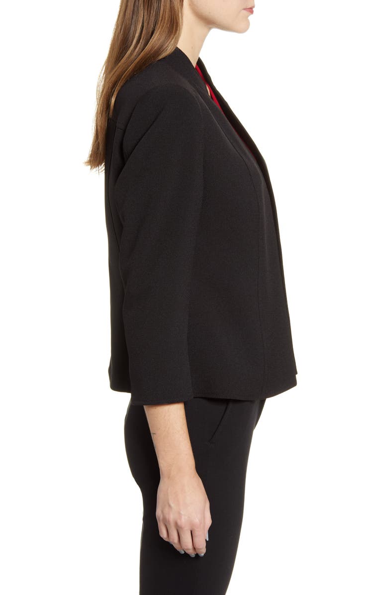 Anne Klein Crepe Open Front Jacket, Alternate, color, Anne Blk