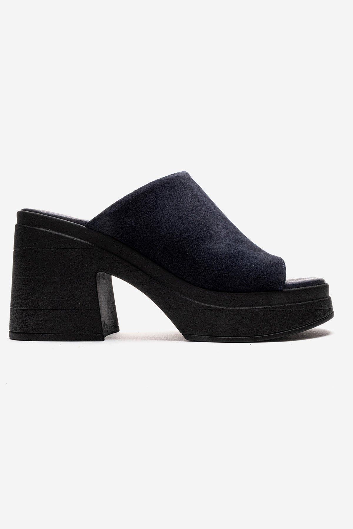 Nola Leather Platform Mules, Alternate, color, Navy Suede