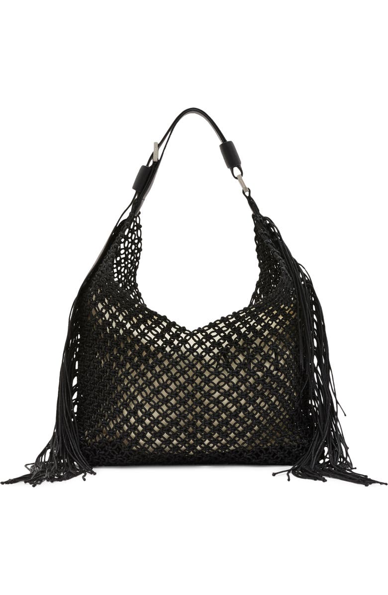 AllSaints Sabine Fringe Macramé Tote Bag, Alternate, color,