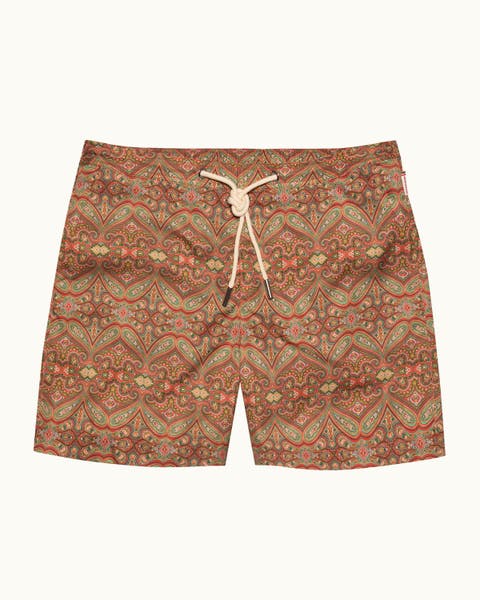 Bulldog Drawcord  Mid Length Paisley Carnival Swim Shorts