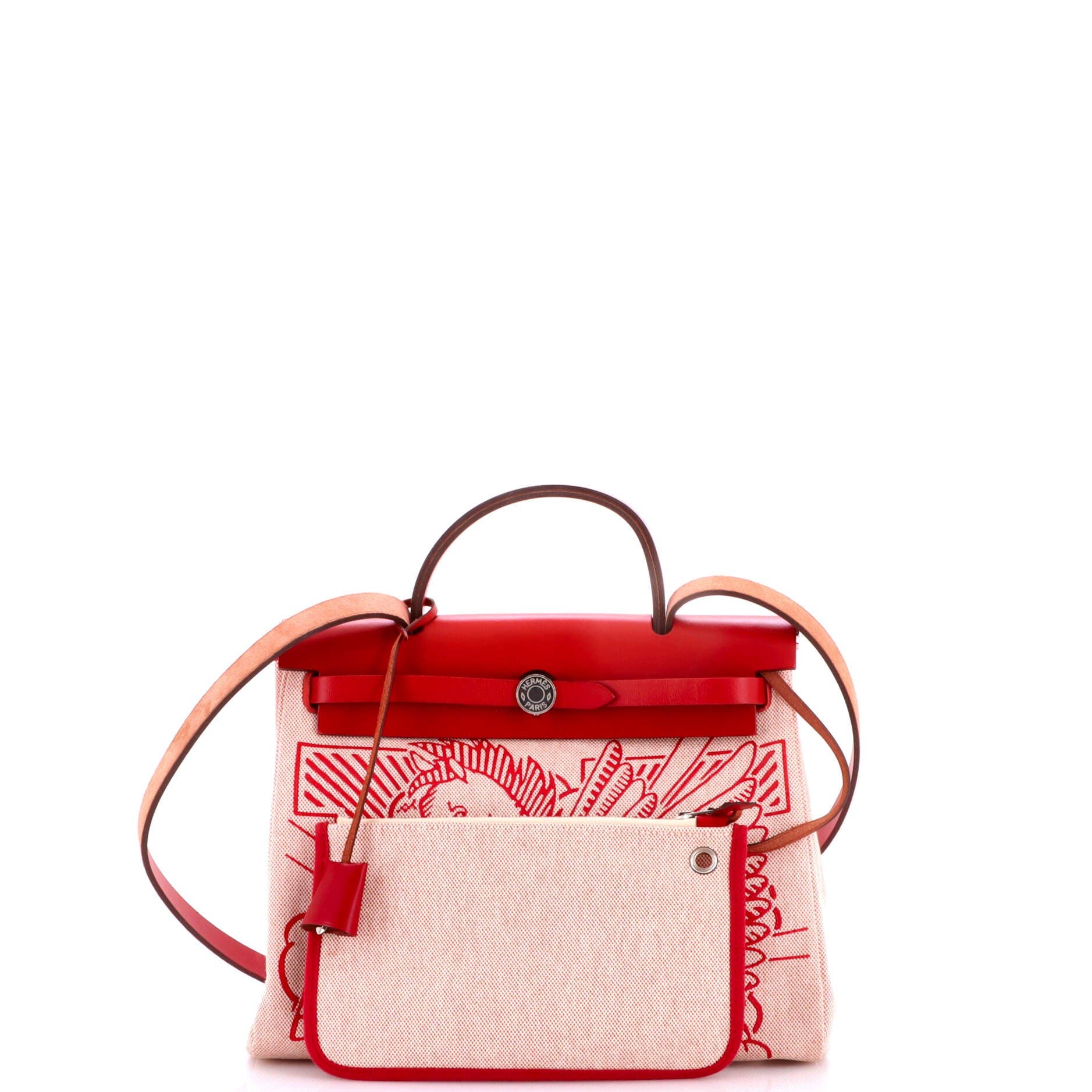 Herbag Zip Pegase Pop Toile and Leather 31, Alternate, color, Red