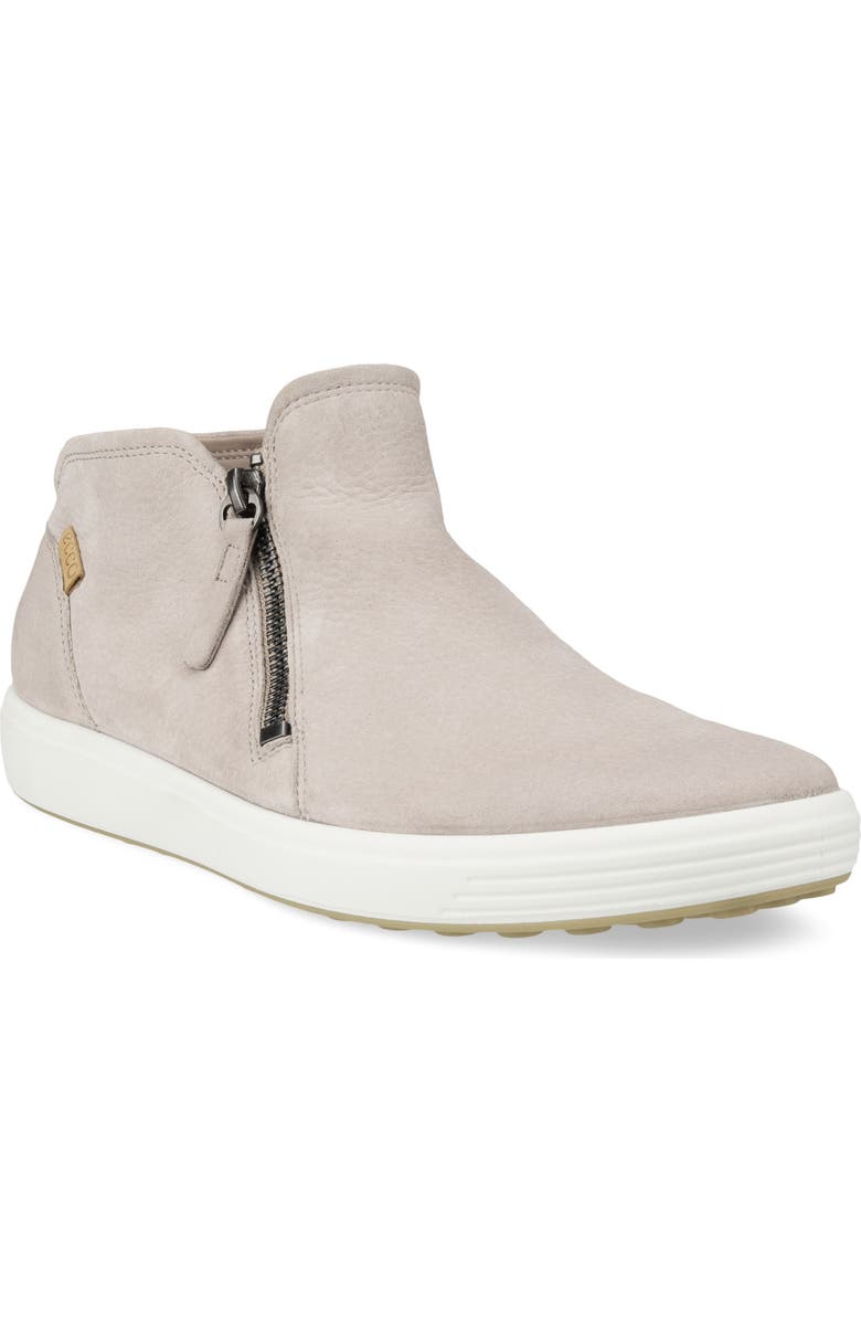 ECCO Soft 7 Mid Top Zip Sneaker, Main, color, Grey Rose